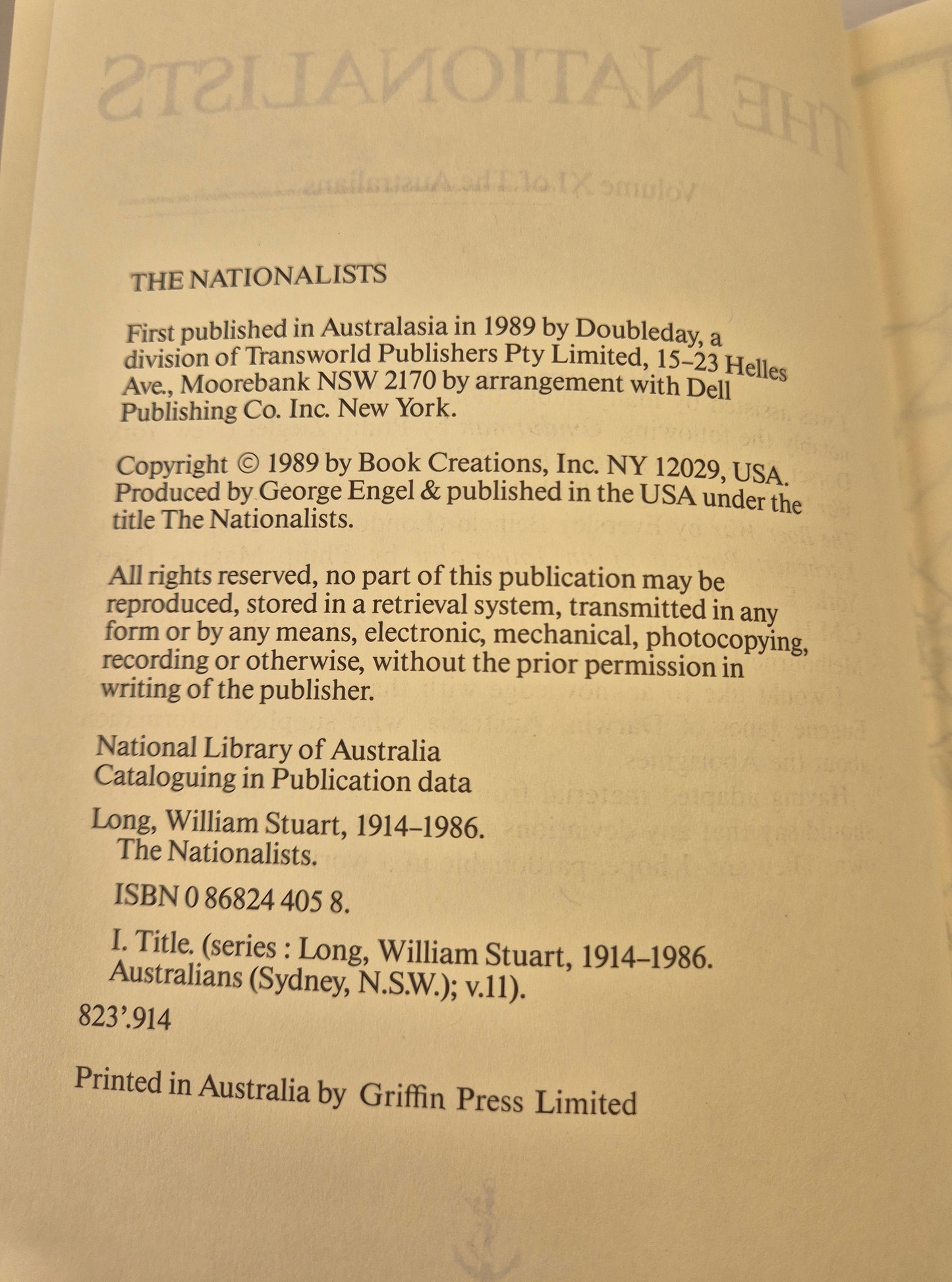 The Nationalists (The Australians #11) by Vivian Stuart (Writing as William Stuart Long)