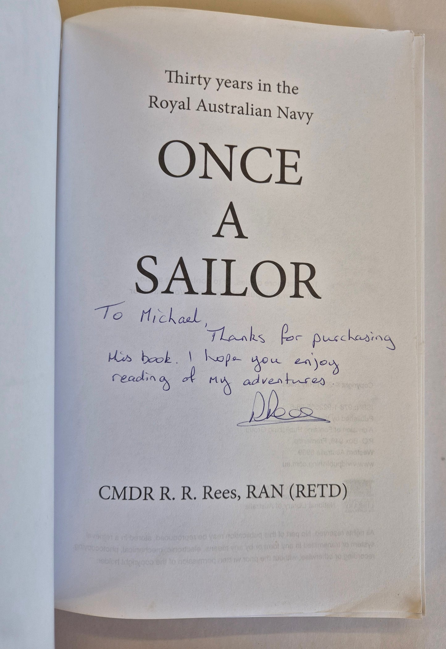Once a Sailor by CMDR R. Rees, RAn, RETD