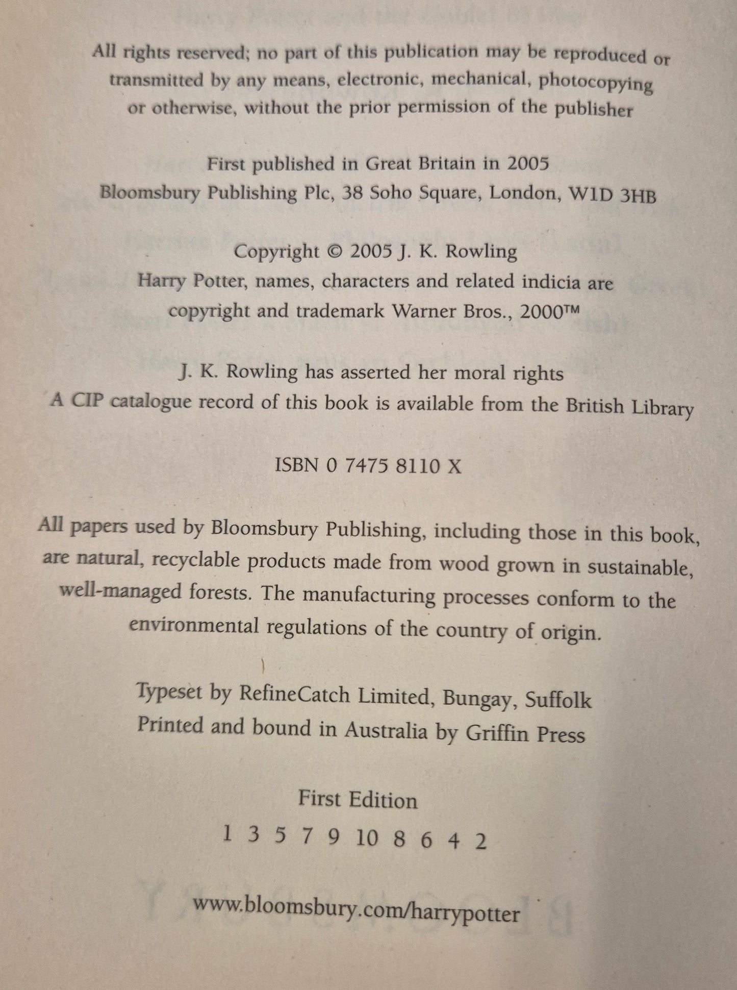 Harry Potter and the Half-Blood Prince (Harry Potter #6) by J. K. Rowling (Has the Page 99 misprint)