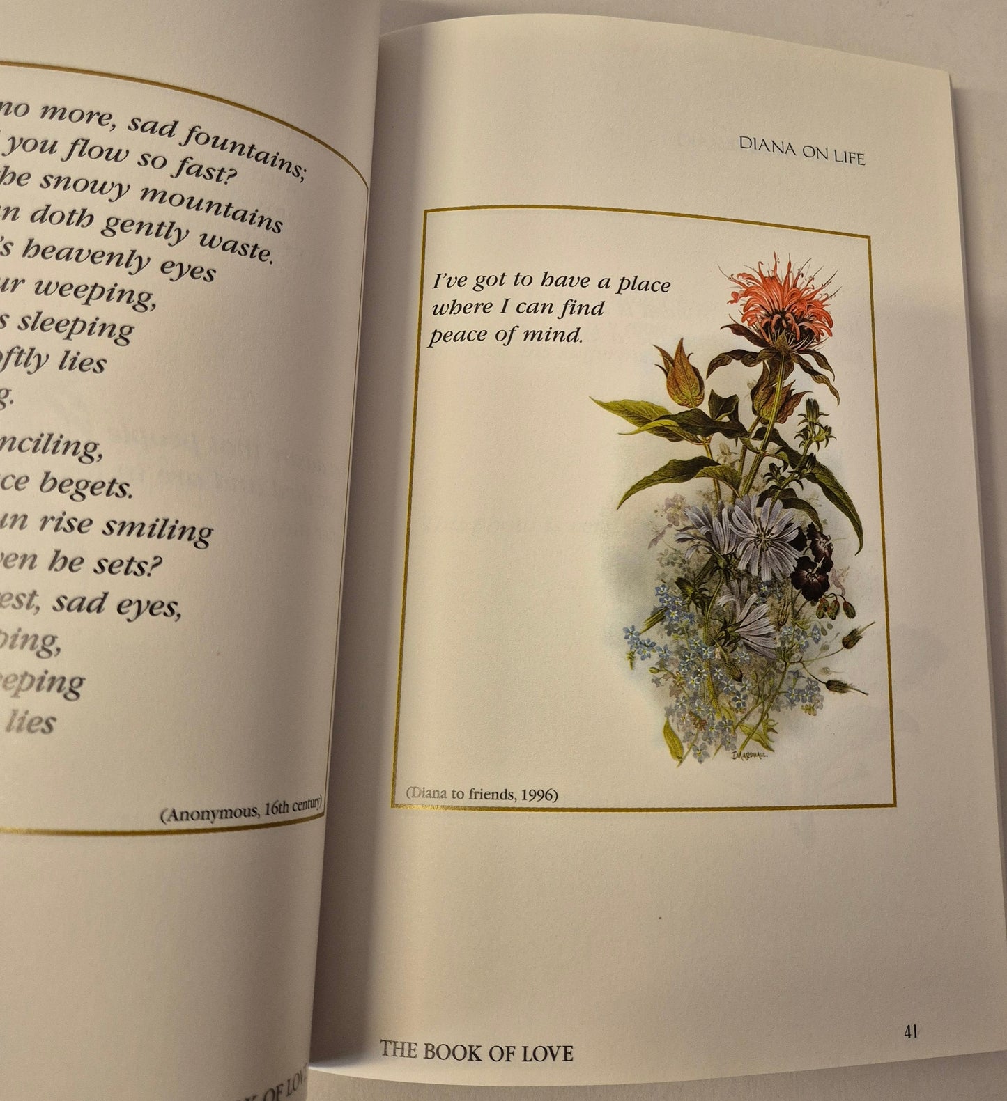 Princess Diana The Book of Love: Words of Comfort, Joy and Wisdom from our Queen of Hearts - Edited by Brian Blackwell
