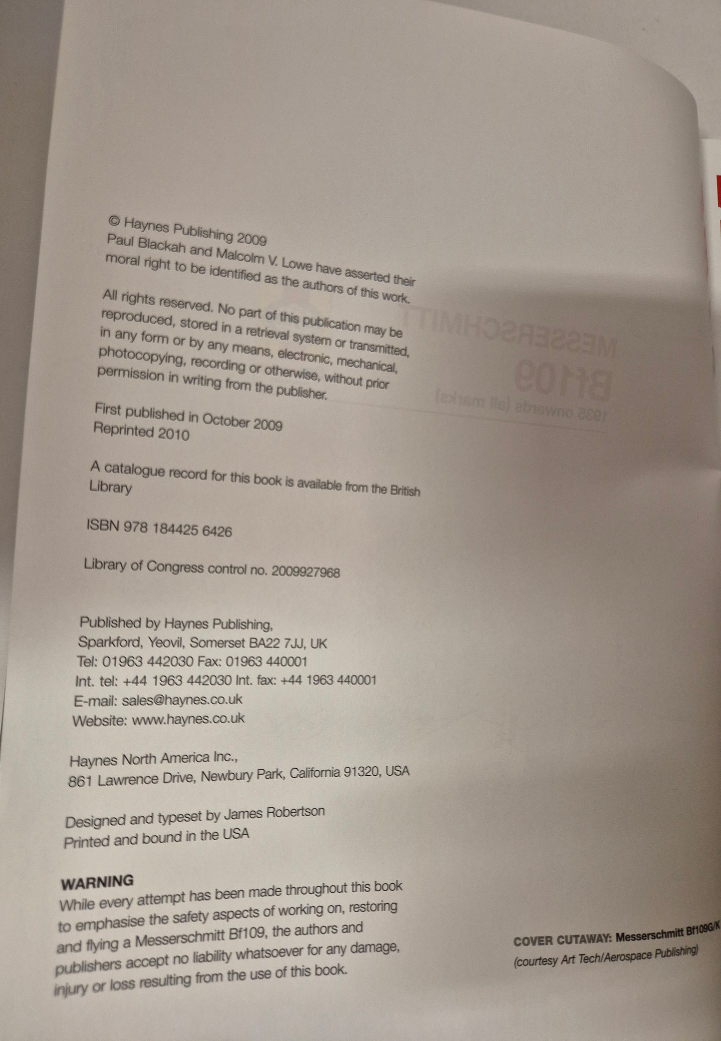 Messerschmitt Bf109 1935 onwards (all marks) Owners' Workshop Manual (Haynes) by Paul Blackah & Malcolm V Lowe