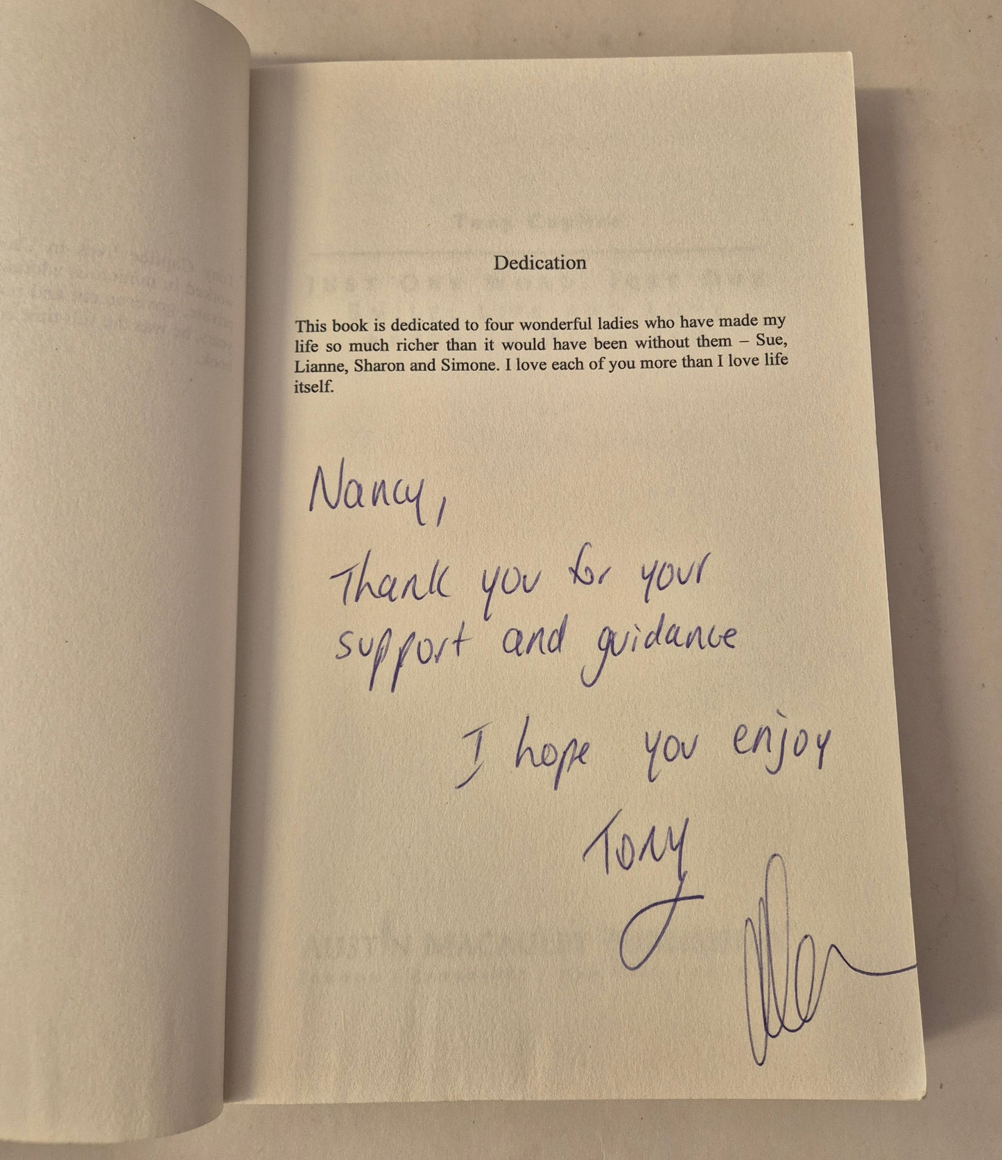 Just One Word, Just One Smile: Life and Love After an Aneurysm by Tony Caplice (Signed by the Author)