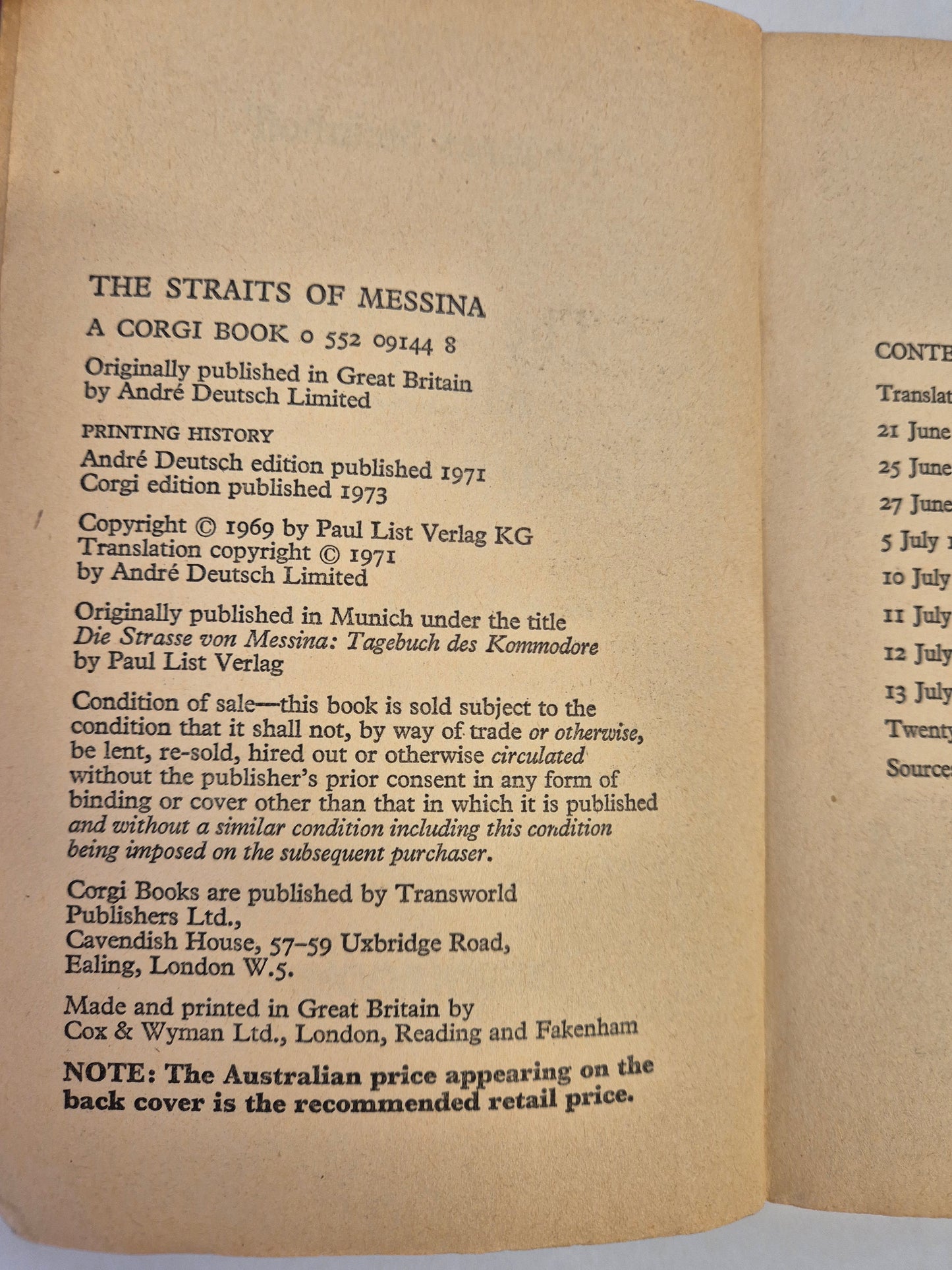 The Straits of Messina: Diary of a Fighter Commander by Johannes Steinhoff